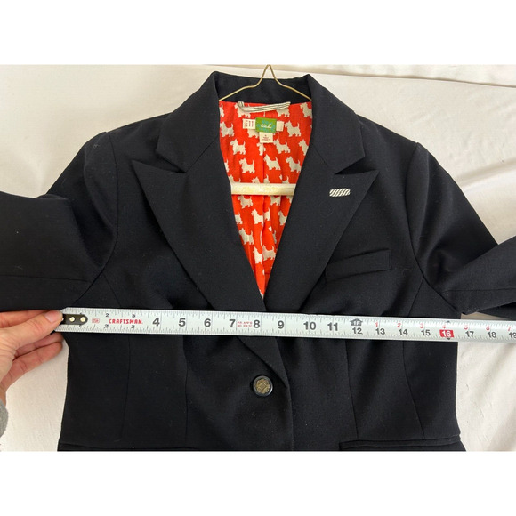 Ett Twa Anthropologie Blazer Women's Size 0 Black Wool Elbow Patch Short - Picture 8 of 10